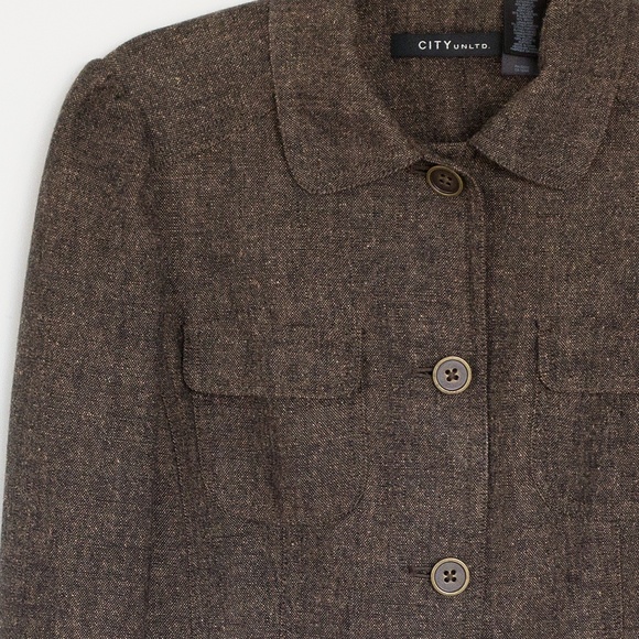 CITY UNLTD Brown Tweed Blazer - Picture 2 of 4